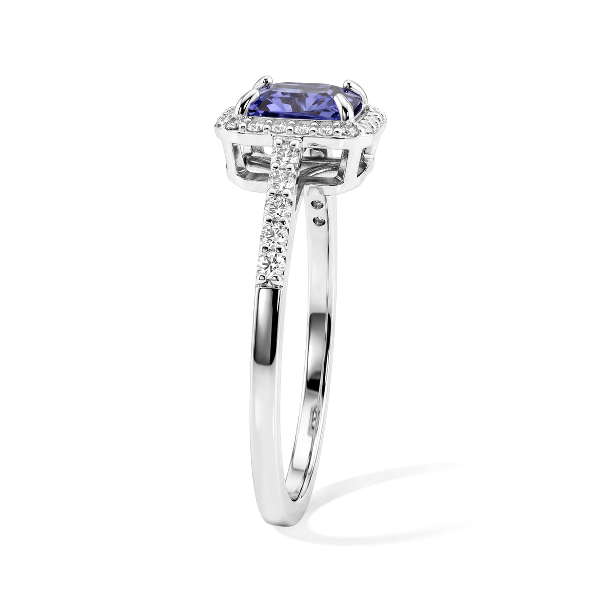 Luxuriant - Tanzanite &amp; Lab Grown Diamond Halo Ring in Rhodium Overlay Sterling Silver 1.95 Ct. 8780593 3