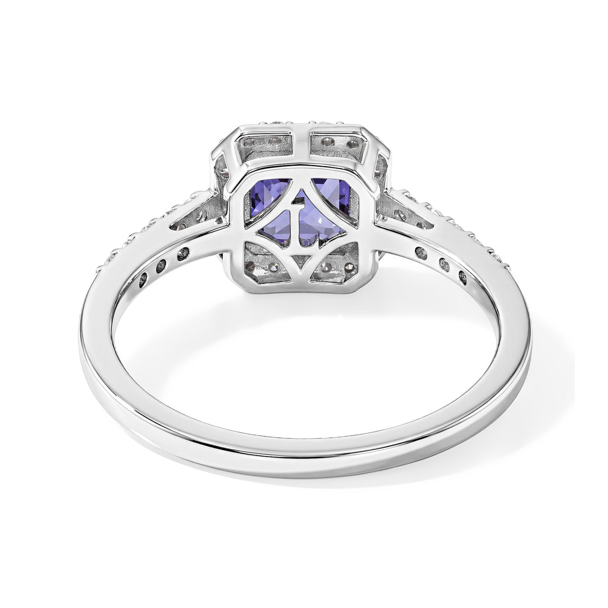Luxuriant - Tanzanite &amp; Lab Grown Diamond Halo Ring in Rhodium Overlay Sterling Silver 1.95 Ct. 8780593 4