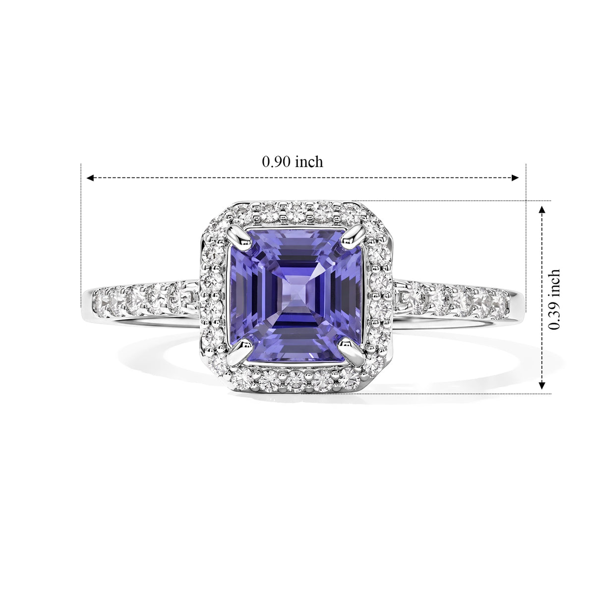 Luxuriant - Tanzanite &amp; Lab Grown Diamond Halo Ring in Rhodium Overlay Sterling Silver 1.95 Ct. 8780593 5