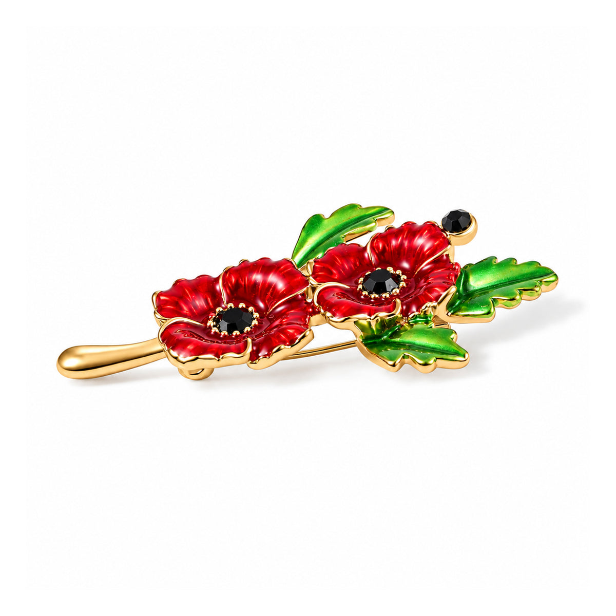 Black Crystal Poppy Flower Brooch 8780599 2