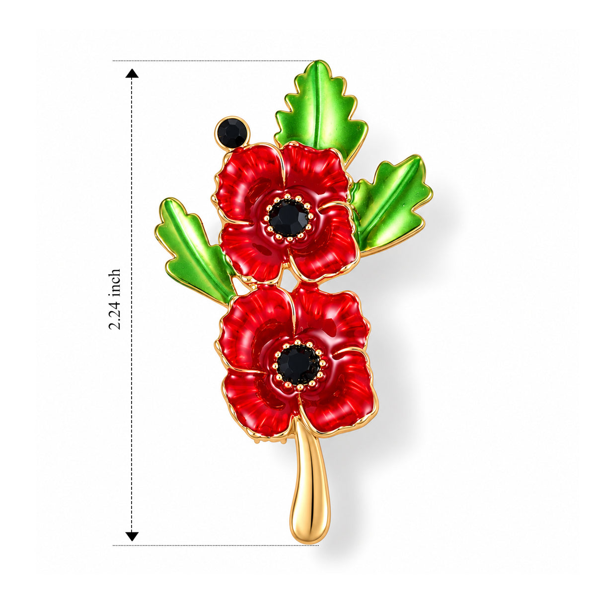 Black Crystal Poppy Flower Brooch 8780599 4