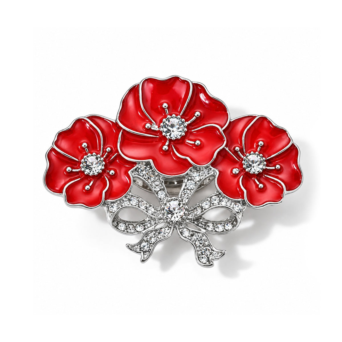 White Crystal Poppy Flower Brooch with Magnet 1.50 Ct. 8780600 0