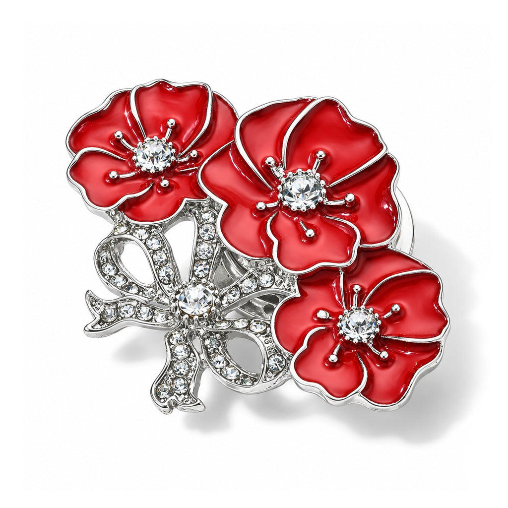 White Crystal Poppy Flower Brooch with Magnet 1.50 Ct._8780600_2