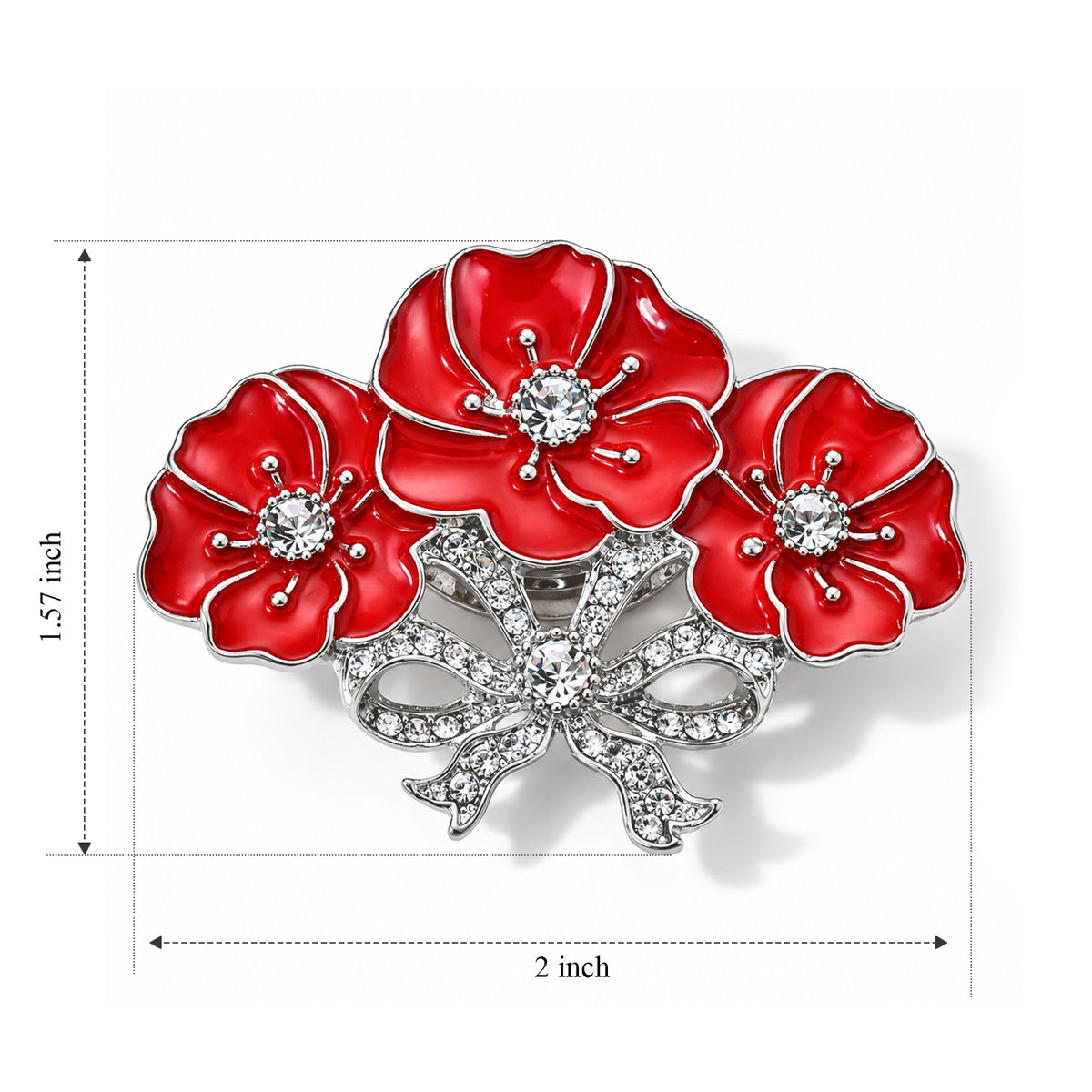 White Crystal Poppy Flower Brooch with Magnet 1.50 Ct. 8780600 5