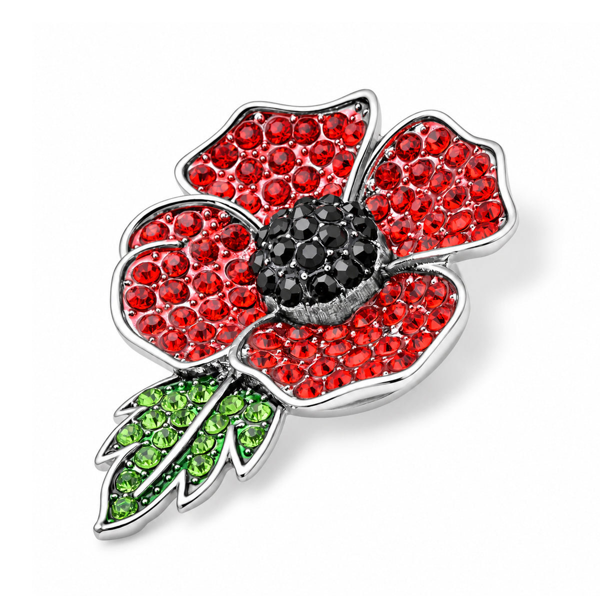 Black Crystal Poppy Flower Brooch with Magnet 8780604 2