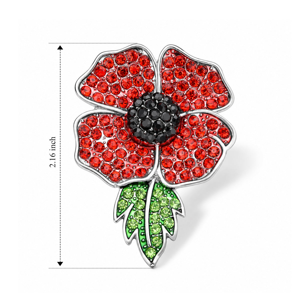 Black Crystal Poppy Flower Brooch with Magnet 8780604 4