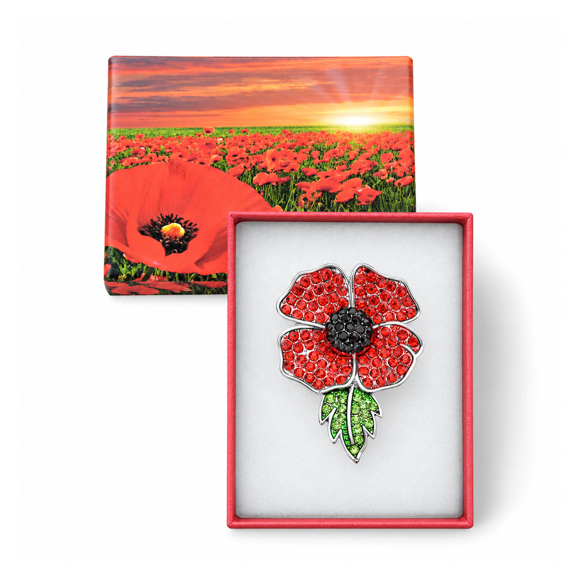 Black Crystal Poppy Flower Brooch with Magnet 8780604 5