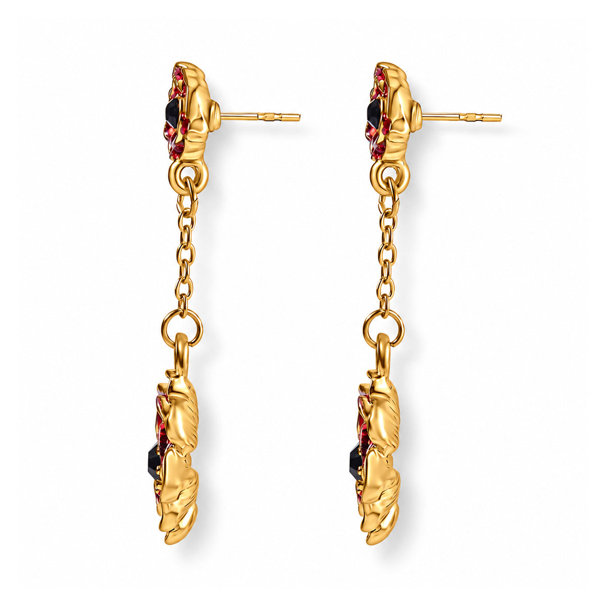 Black Crystal Poppy Flower Dangling Earring with Push Back 8780605 4