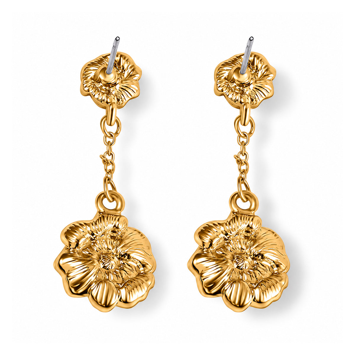 Black Crystal Poppy Flower Dangling Earring with Push Back 8780605 5