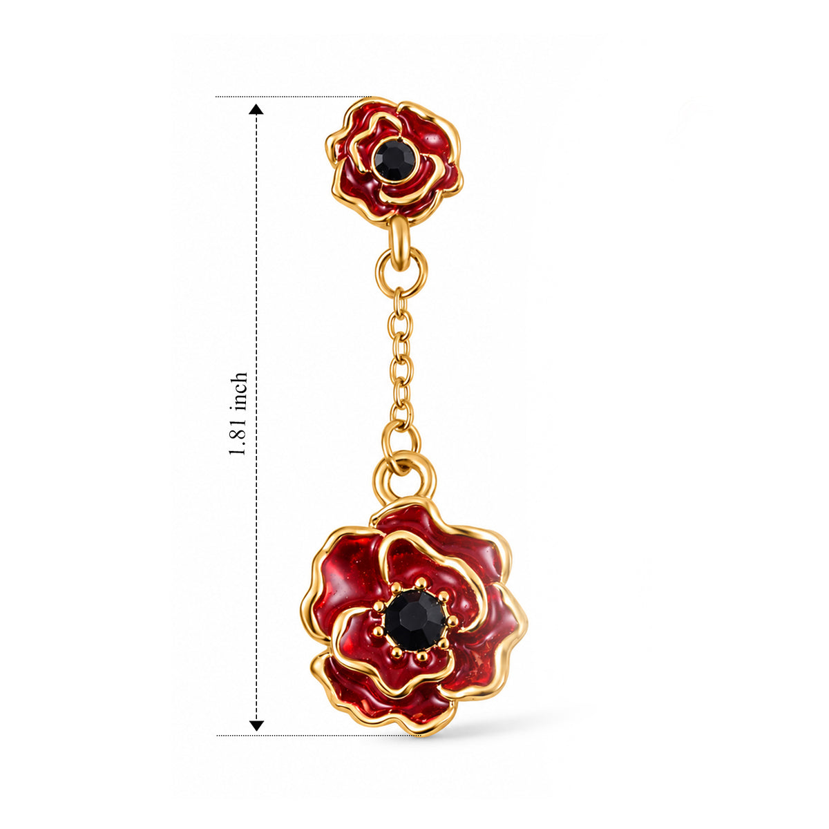 Black Crystal Poppy Flower Dangling Earring with Push Back 8780605 6