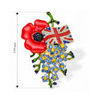 Multi Color Crystal Poppy Flower & England Flag Motif Brooch_8780631_4