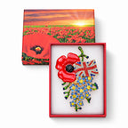 Multi Color Crystal Poppy Flower & England Flag Motif Brooch_8780631_5