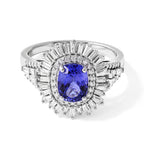 D'joy Tanzanite, Moissanite Ring in Rhodium OverlaySterling Silver  3.100  Ct._8780672