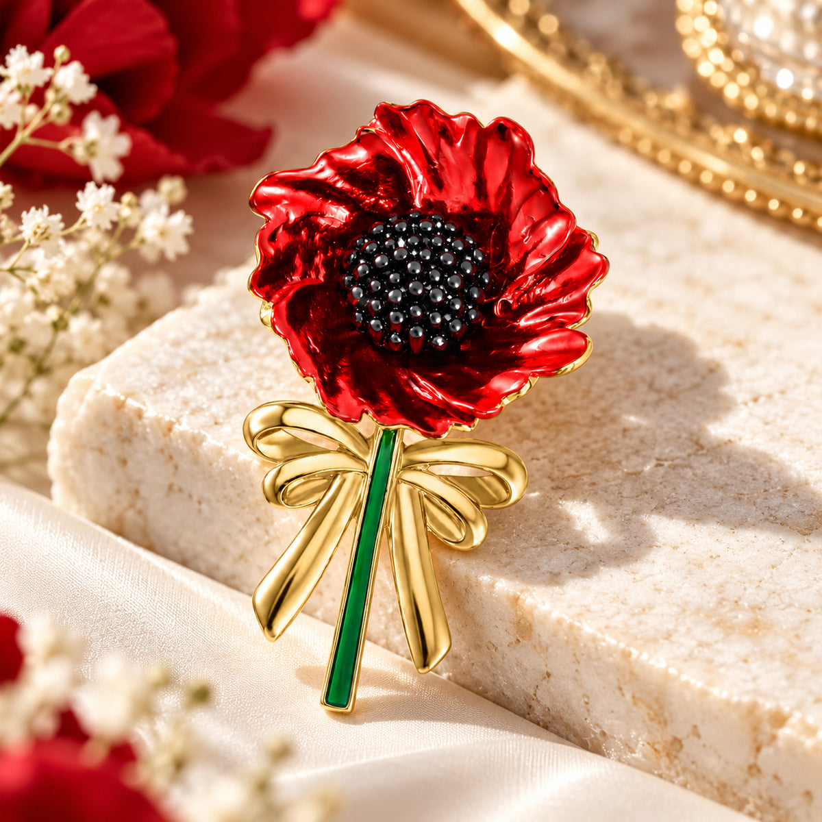 Poppy Flower Brooch with Magnet 8780828 1