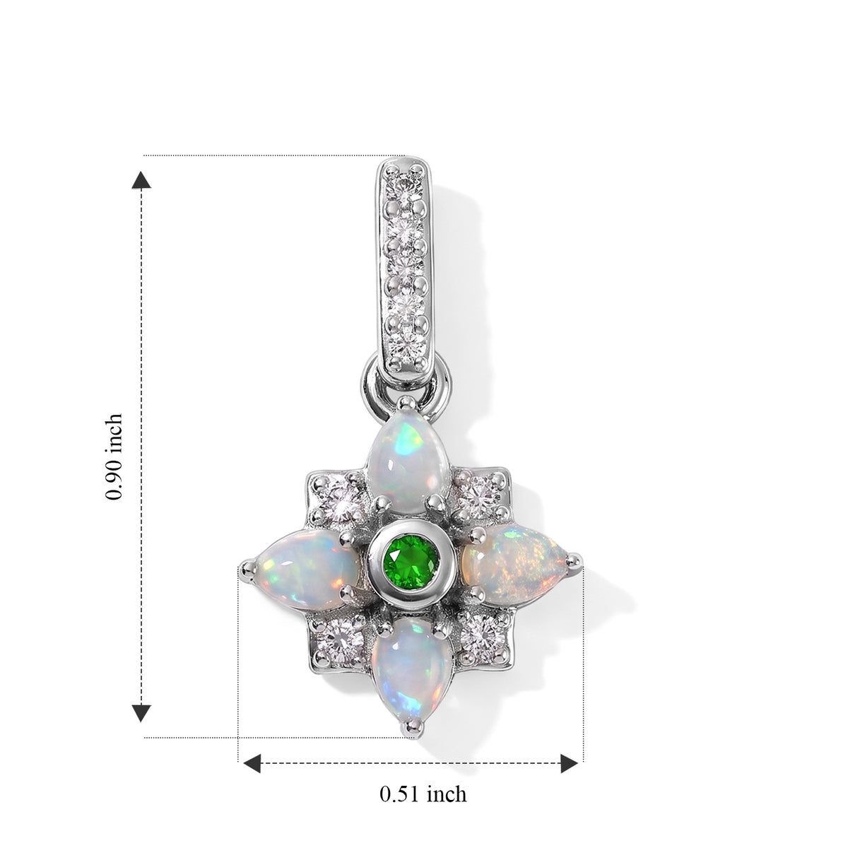 D'joy Ethiopian Opal, Natural Chrome Diopside, White Zircon Dangling Earring in Platinum OverlaySterling Silver  1.152  Ct. 8781352 4