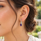D'Joy - AAA Zambian Amethyst & White Zircon Dangling Earring with Push Post in Platinum Overlay Sterling Silver 2.10 Ct._8781356_1