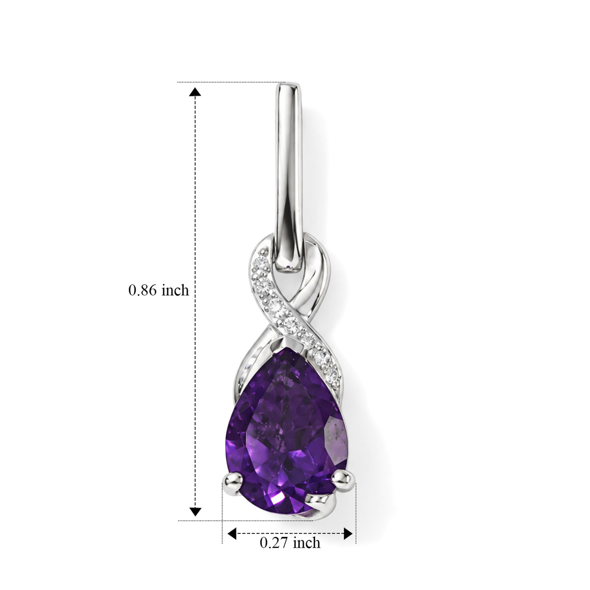 D'Joy - AAA Zambian Amethyst &amp; White Zircon Dangling Earring with Push Post in Platinum Overlay Sterling Silver 2.10 Ct. 8781356 4