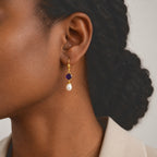 D'Joy - AAA Zambian Amethyst & Fresh Water Pearl Dangling Earring with Lever Back in Yellow Gold Plated Sterling Silver 5.60 Ct._8781376_2