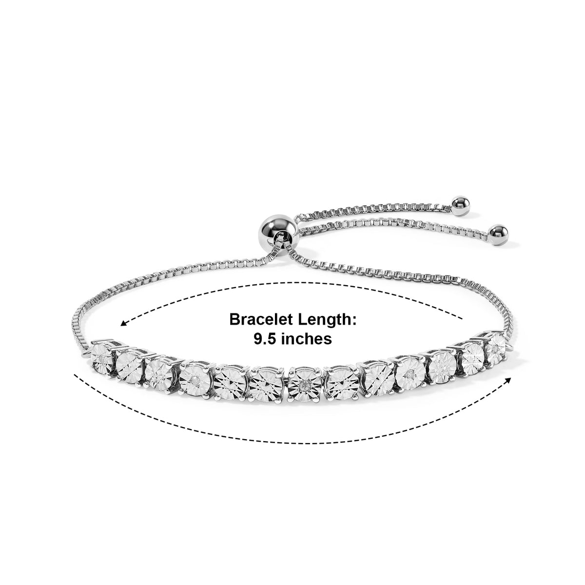 D'Joy - White Diamond Adjustable Bracelet (Size - 9.5) in Platinum Overlay Sterling Silver 8781706 4