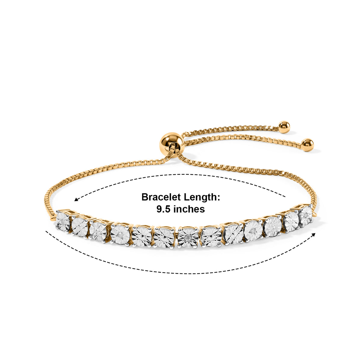 D'Joy - White Diamond Adjustable Bracelet (Size - 9.5) in Yellow Gold Plated Sterling Silver 8781757 4