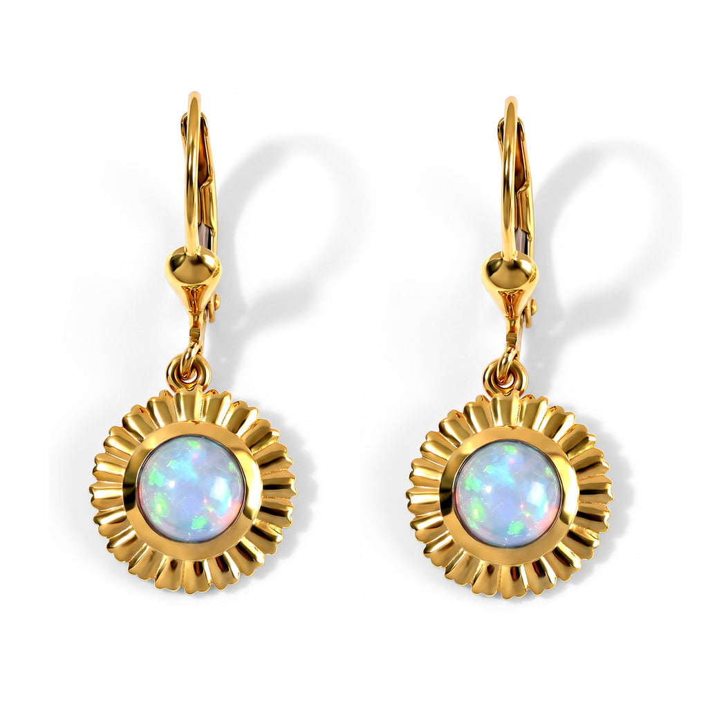 D'Joy - AAA Ethiopian Opal Solitaire Earring with Lever Back in Yellow Gold Plated Sterling Silver  1.166  Ct._8781826