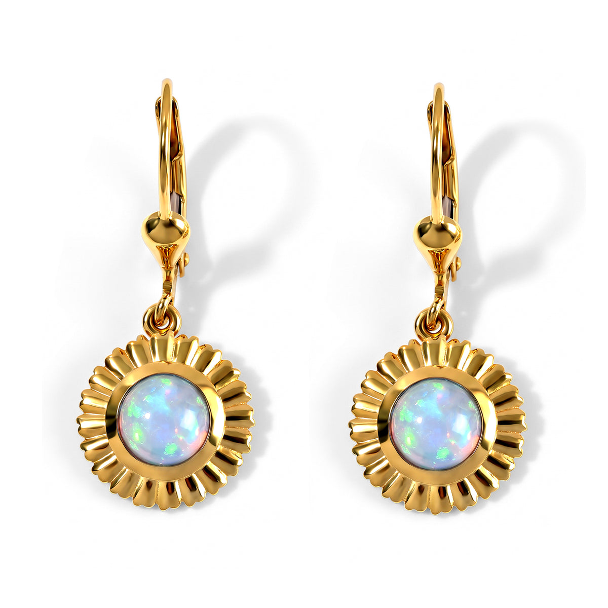 D'Joy - AAA Ethiopian Opal Solitaire Earring with Lever Back in Yellow Gold Plated Sterling Silver  1.166  Ct. 8781826 0