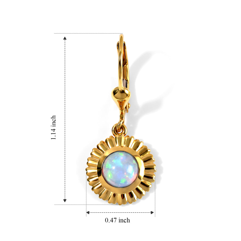 D'Joy - AAA Ethiopian Opal Solitaire Earring with Lever Back in Yellow Gold Plated Sterling Silver  1.166  Ct._8781826_4