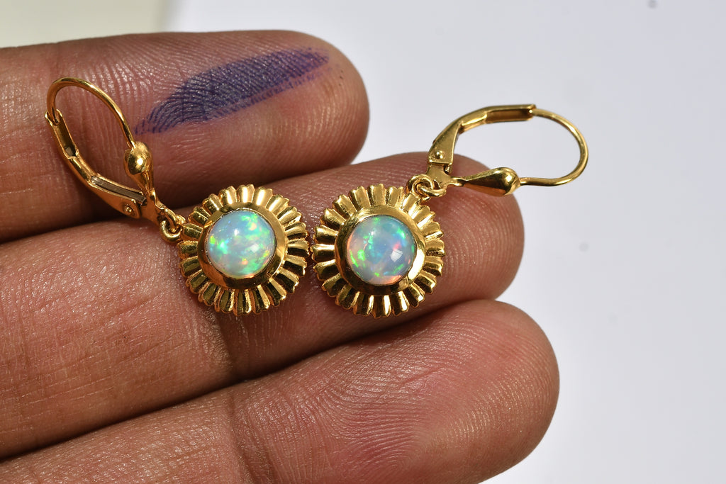 D'Joy - AAA Ethiopian Opal Solitaire Earring with Lever Back in Yellow Gold Plated Sterling Silver  1.166  Ct._8781826_5