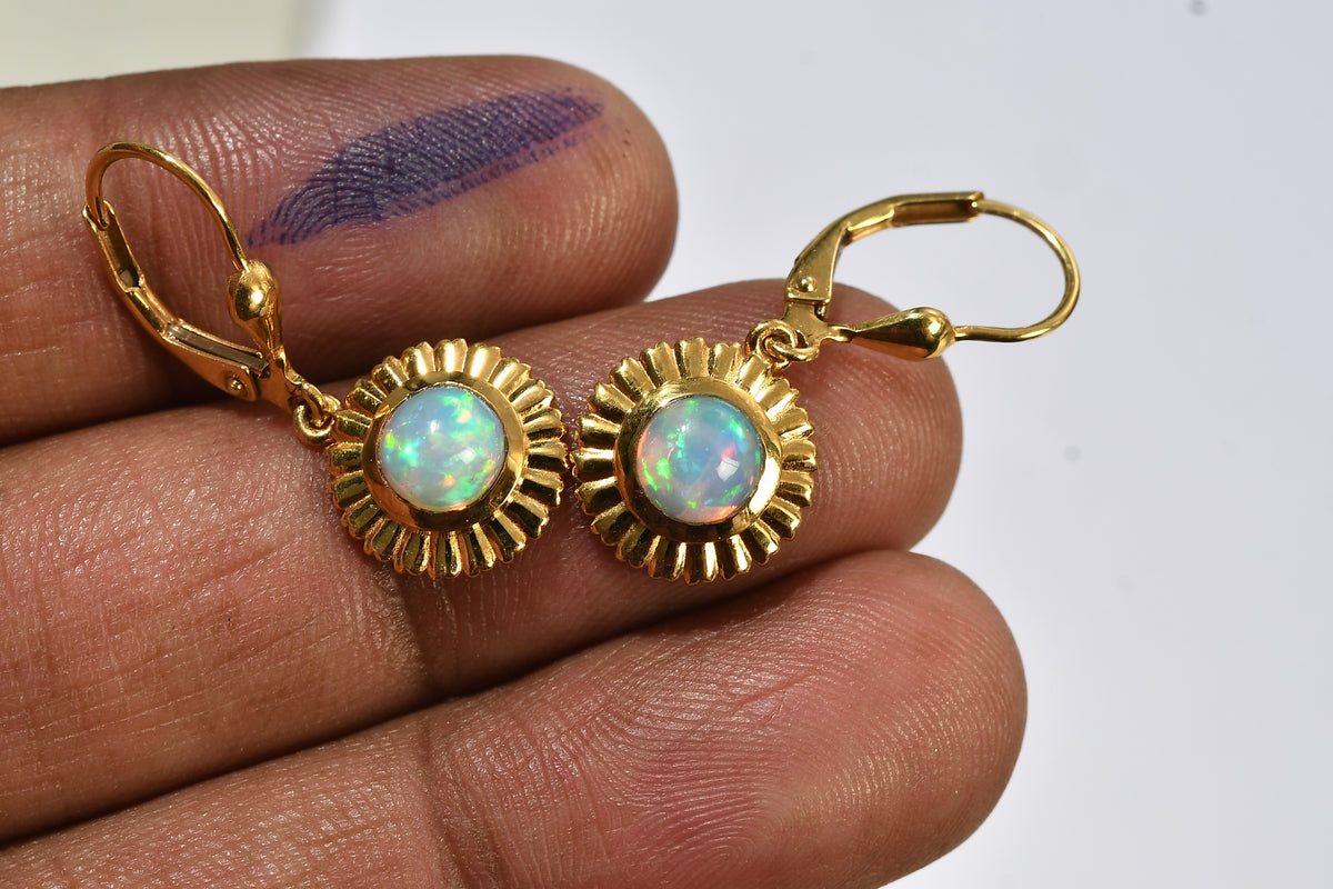 D'Joy - AAA Ethiopian Opal Solitaire Earring with Lever Back in Yellow Gold Plated Sterling Silver  1.166  Ct. 8781826 3