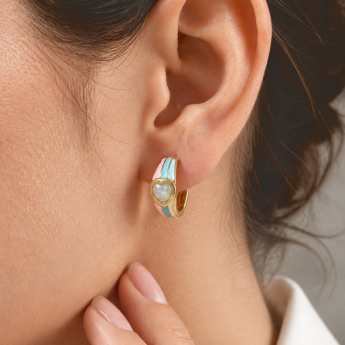 D'joy Ethiopian Opal Full Hoop Earring Sterling Silver  1.156  Ct. 8781956 2