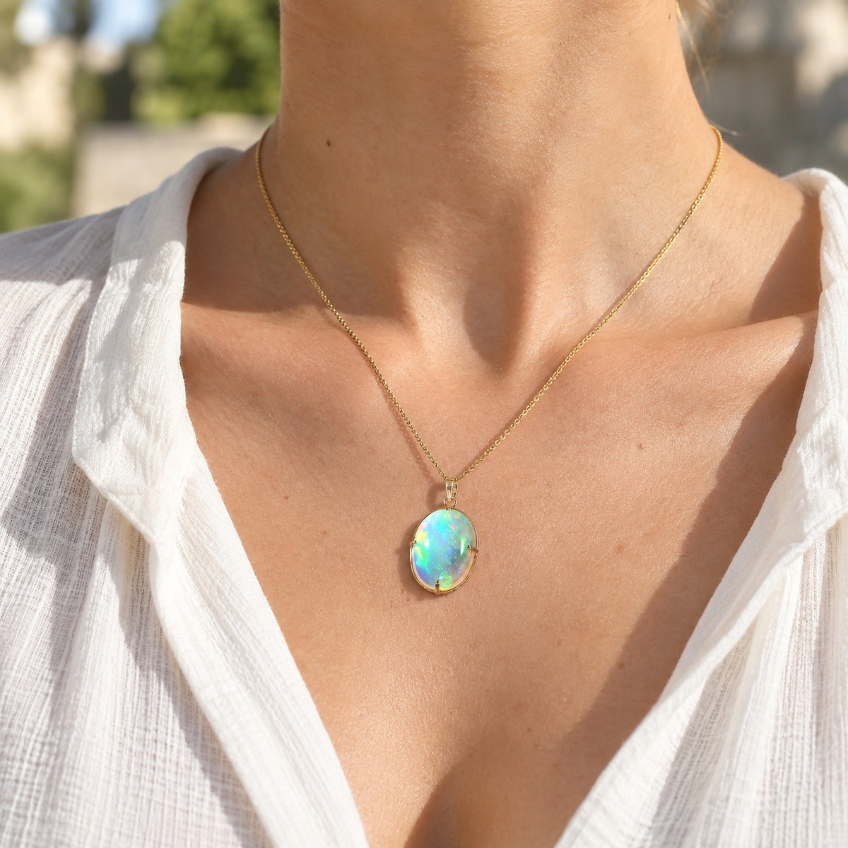 Luxoro 9K Yellow Gold AAAA Ethiopian Opal Solitaire Pendant, Gold Wt.1.24 Gms  15.865  Ct. 8782258 1