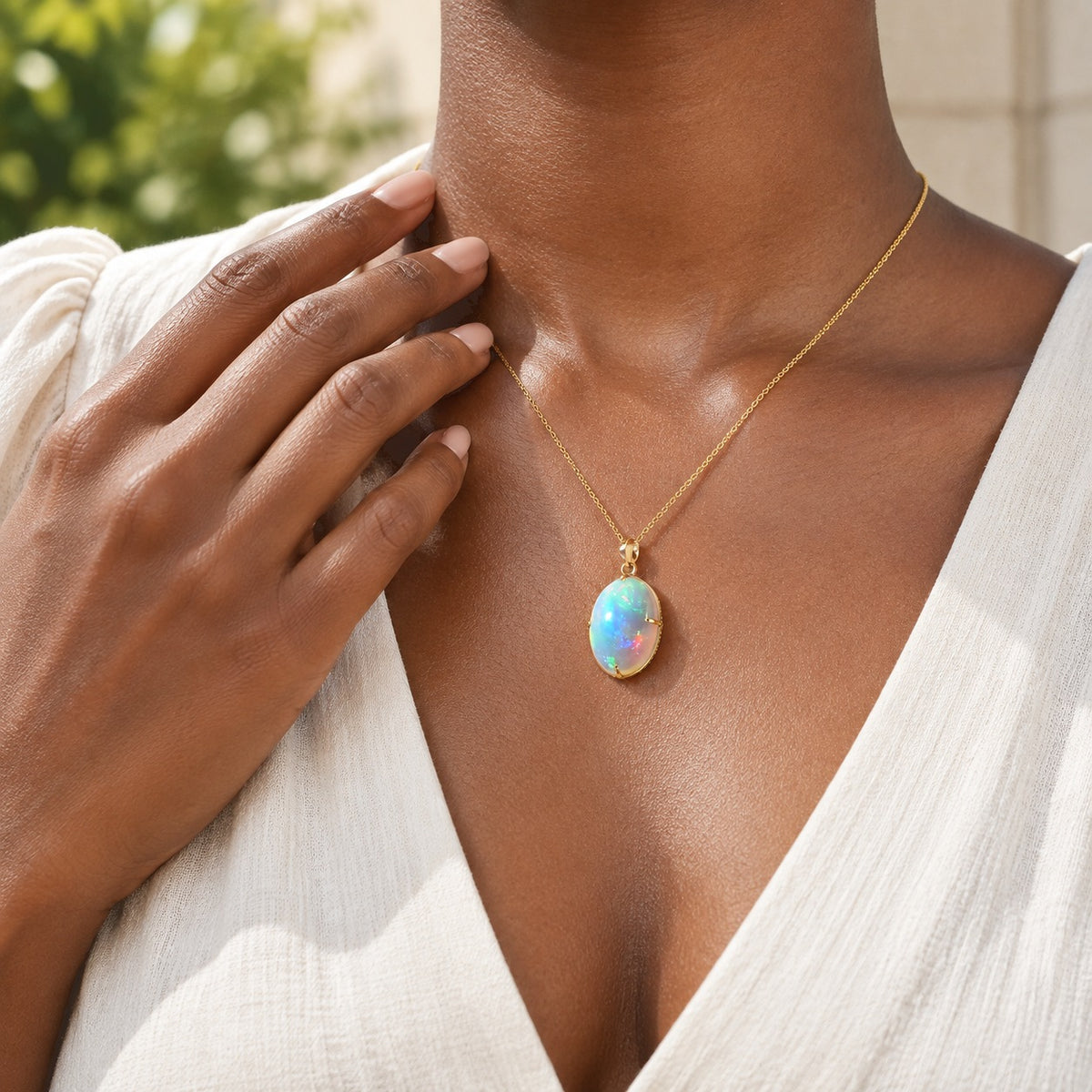 Luxoro 9K Yellow Gold AAAA Ethiopian Opal Solitaire Pendant, Gold Wt.1.24 Gms  15.865  Ct. 8782258 2