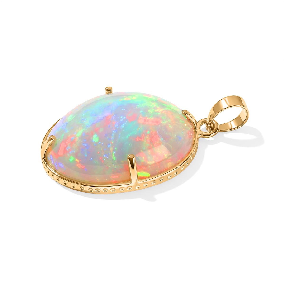Luxoro 9K Yellow Gold AAAA Ethiopian Opal Solitaire Pendant, Gold Wt.1.24 Gms  15.865  Ct. 8782258 3