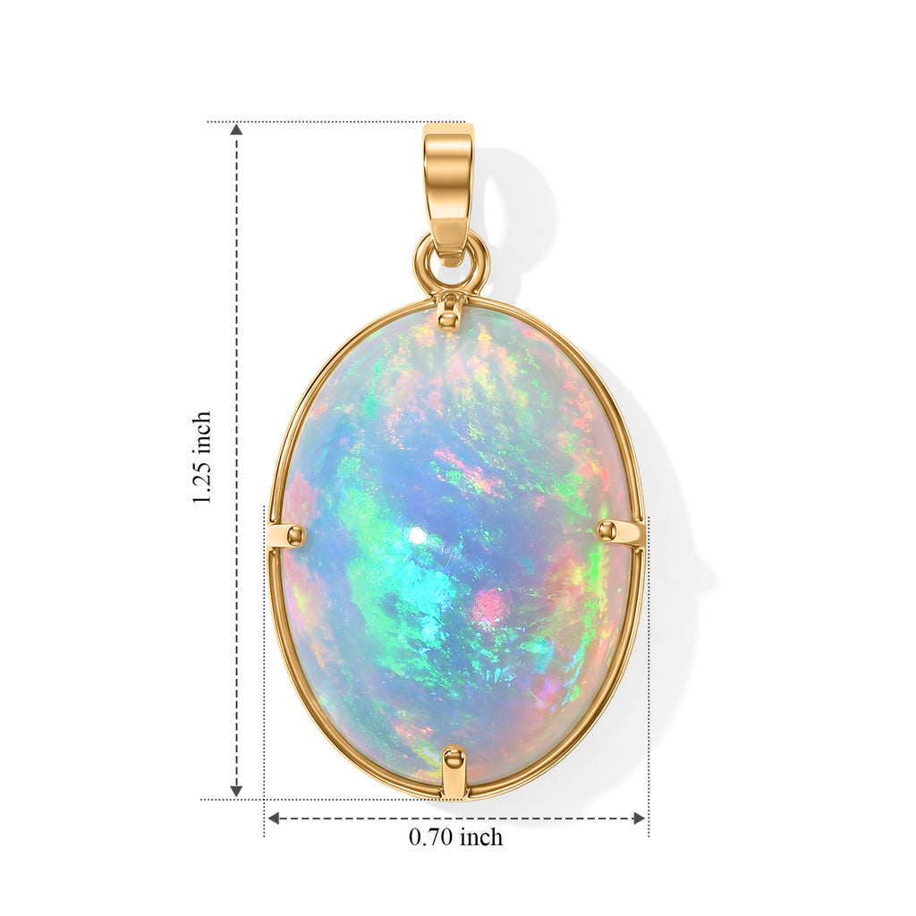 Luxoro 9K Yellow Gold AAAA Ethiopian Opal Solitaire Pendant, Gold Wt.1.24 Gms  15.865  Ct._8782258_4
