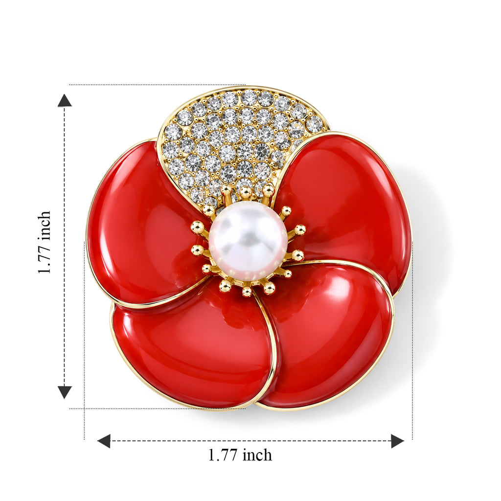 White Crystal & Resin Poppy Flower Brooch_8782265_4