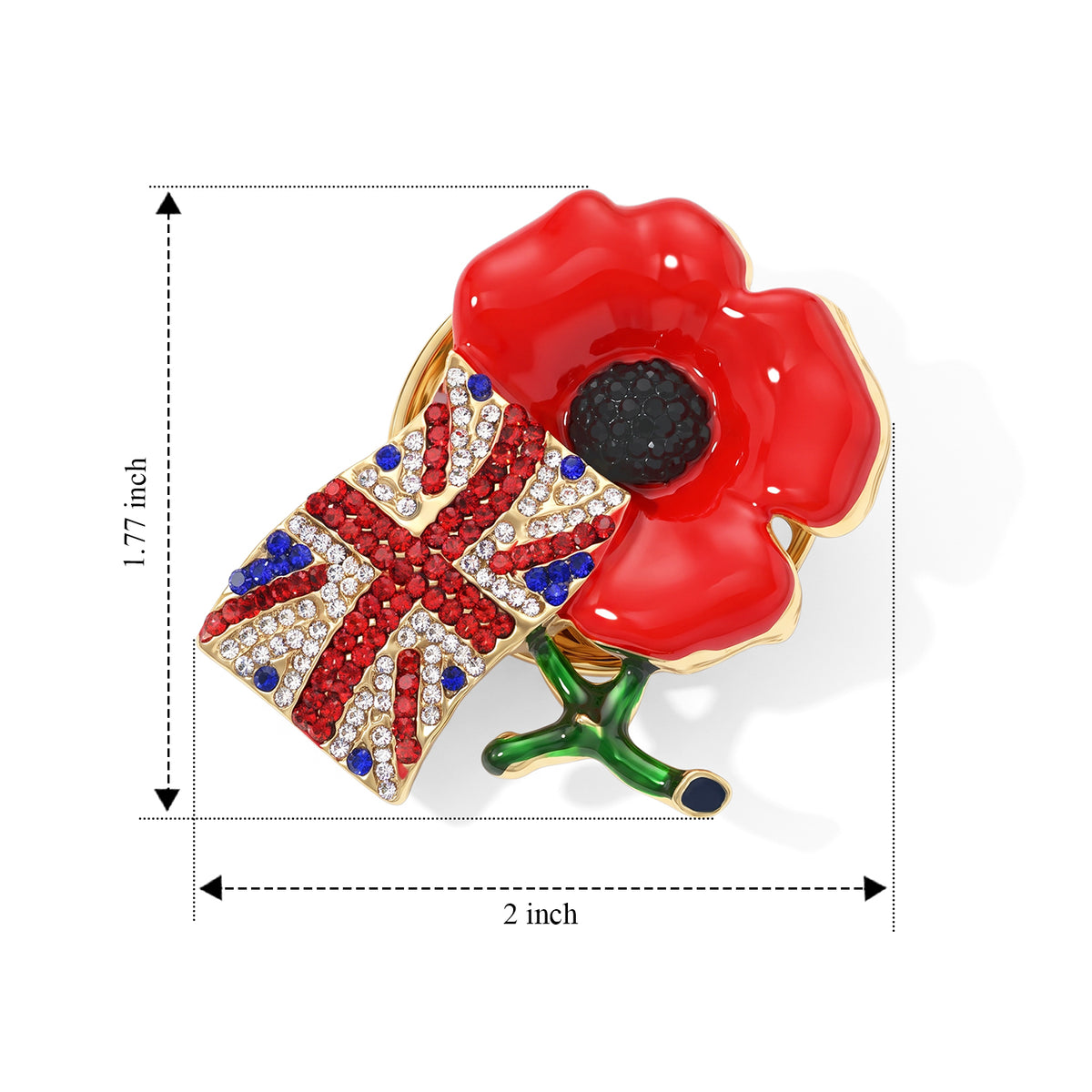 Multi Color Crystal Poppy Flower Brooch with Magnet 8782266 5