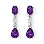 D'Joy - AAA Zambian Amethyst & White Zircon Dangling Earring with Push Post in Platinum Overlay Sterling Silver 2.34 Ct._8782406