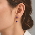 D'Joy - AAA Zambian Amethyst & White Zircon Dangling Earring with Push Post in Platinum Overlay Sterling Silver 2.34 Ct._8782406_1