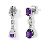 D'Joy - AAA Zambian Amethyst & White Zircon Dangling Earring with Push Post in Platinum Overlay Sterling Silver 2.34 Ct._8782406_3
