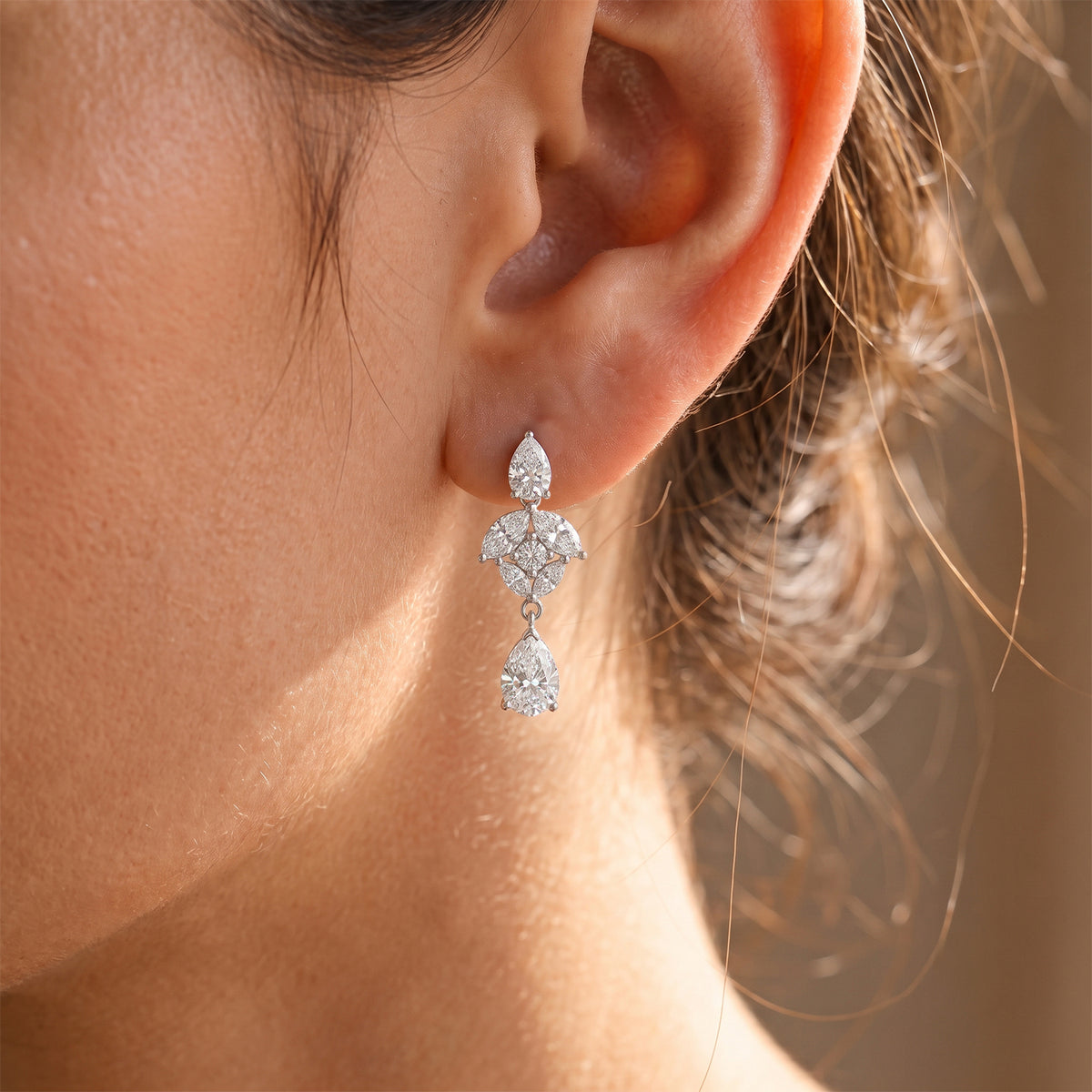 D'joy Moissanite Dangling Earring in Rhodium OverlaySterling Silver  4.840  Ct. 8782508 1