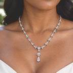 D'Joy - Moissanite Cluster Necklace (Size - 18+2 Ext) in Rhodium Overlay Sterling Silver 23.80 Ct, Silver Wt. 18.20 Gms_8782660_1