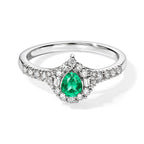 D'Joy - Colombian Emerald & Moissanite Halo Ring in Rhodium Overlay Sterling Silver_8783001