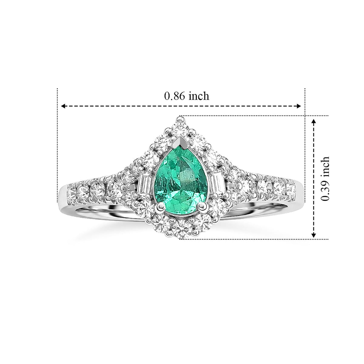 D'Joy - Colombian Emerald &amp; Moissanite Halo Ring in Rhodium Overlay Sterling Silver 8783001 6