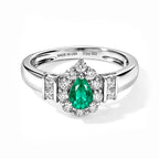 D'Joy - Colombian Emerald & Moissanite Halo Ring in Rhodium Overlay Sterling Silver 1.00 Ct._8783013