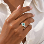D'Joy - Colombian Emerald & Moissanite Halo Ring in Rhodium Overlay Sterling Silver 1.00 Ct._8783013_1