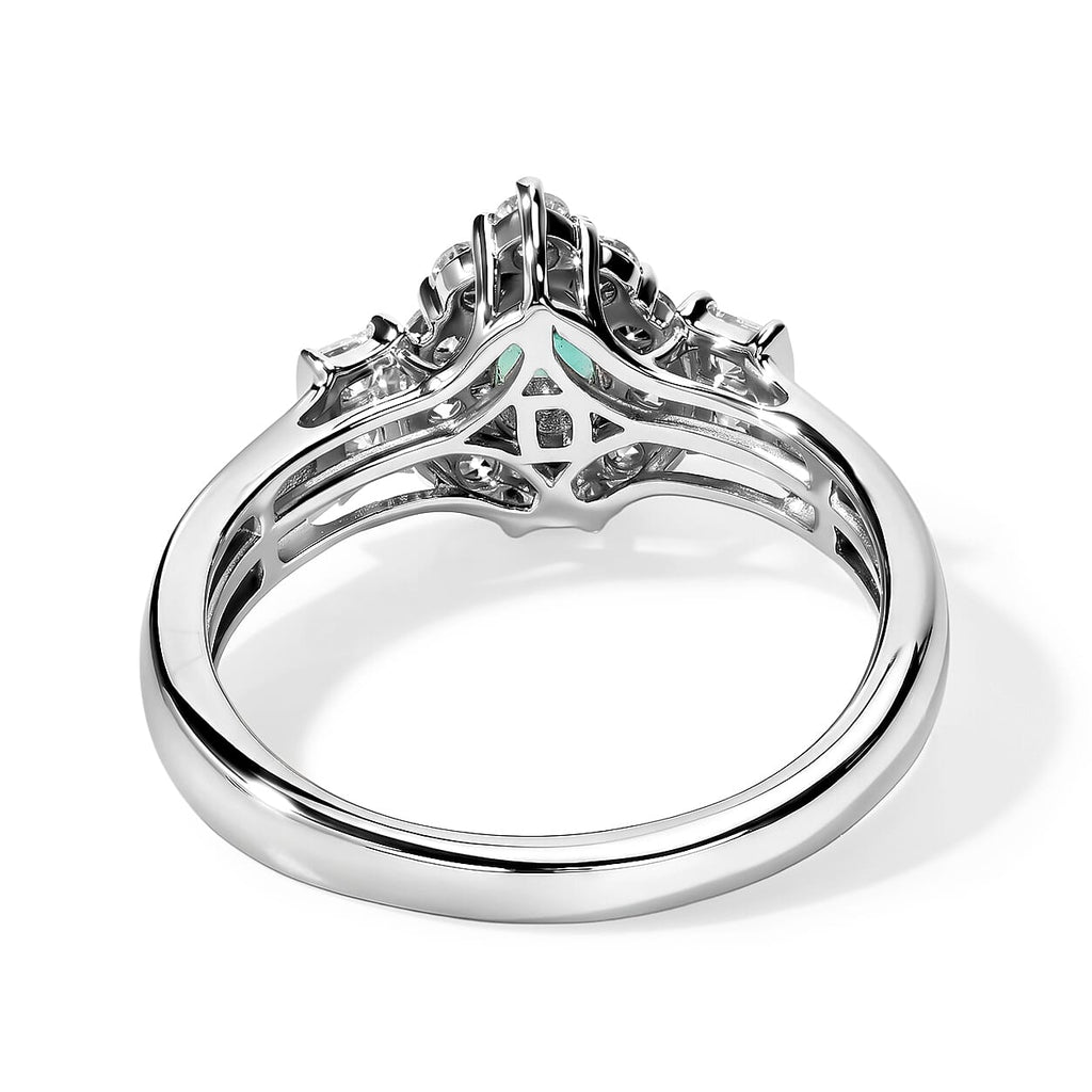 D'Joy - Colombian Emerald & Moissanite Halo Ring in Rhodium Overlay Sterling Silver 1.00 Ct._8783013_5