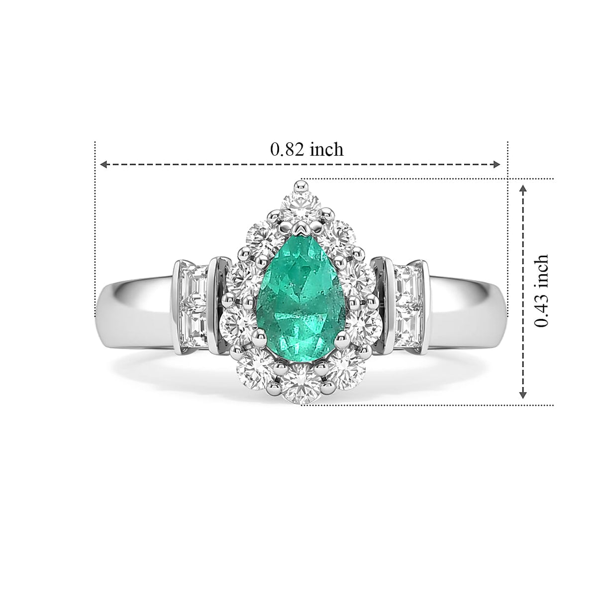 D'Joy - Colombian Emerald &amp; Moissanite Halo Ring in Rhodium Overlay Sterling Silver 1.00 Ct. 8783013 6