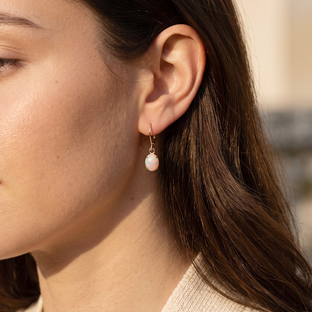 D'Joy - Ethiopian Opal Earring with Lever Back in Yellow Gold Plated Sterling Silver 1.60 Ct._8783144_1