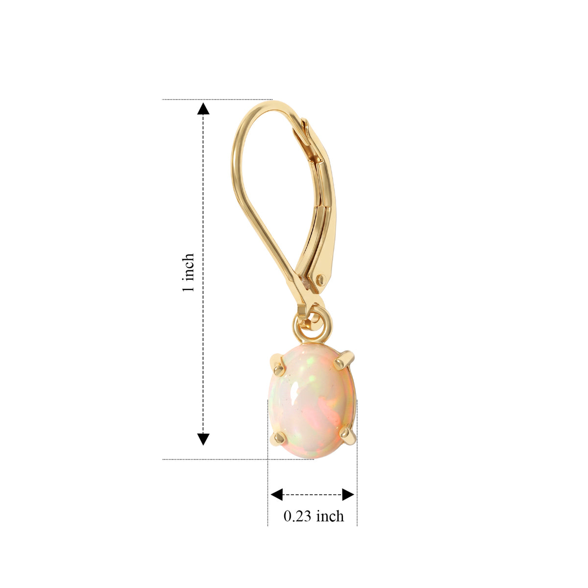 D'Joy - Ethiopian Opal Solitaire Earring with Lever Back in Yellow Gold Plated Sterling Silver 1.60 Ct. 8783144 4