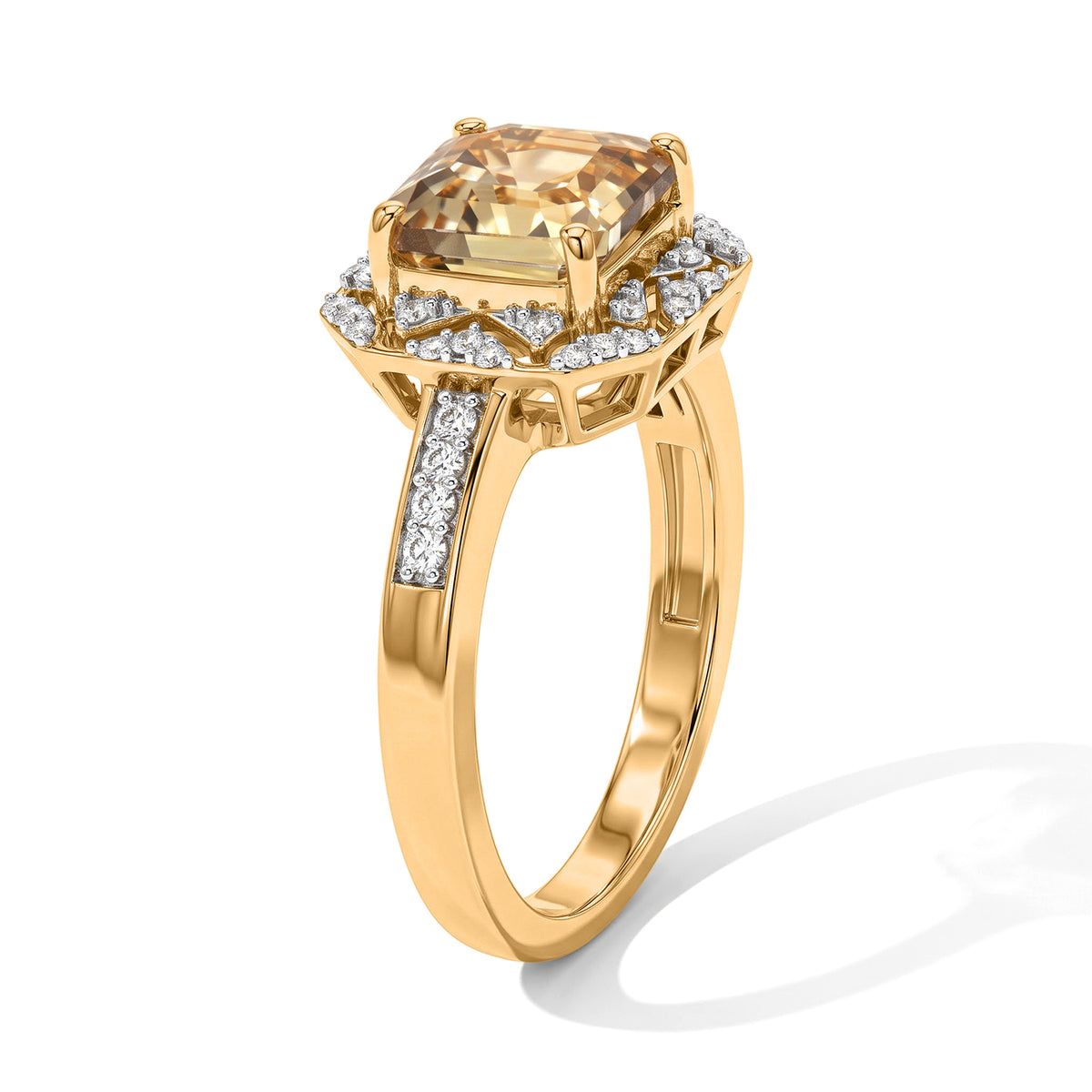 GP - Turkizite, White Zircon &amp; Blue Sapphire Halo Ring in 18K Vermeil Yellow Gold Plated Sterling Silver 2.30 Ct. 8783166 4